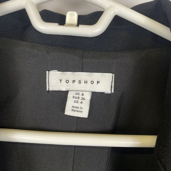 Topshop Double breasted black oversized blazer size 4 - Picture 4 of 14